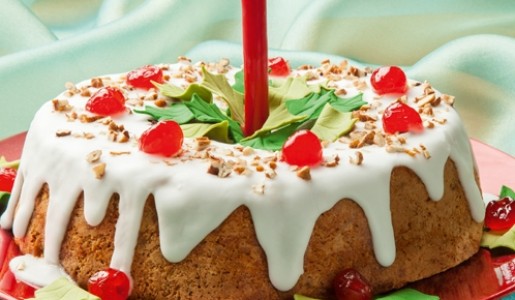 Cake de peras y cherrys con pecanas tostadas