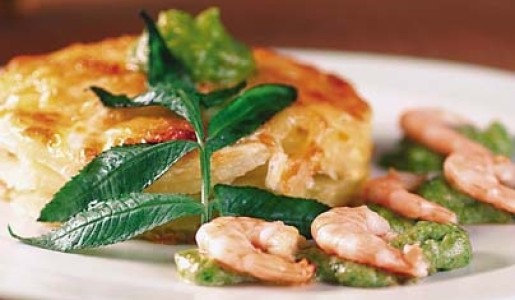 Pastel de papas con langostinos