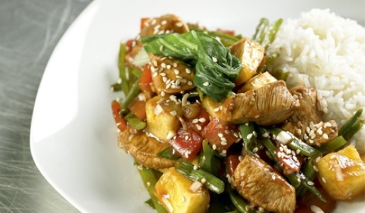 Pollo agridulce con verduras