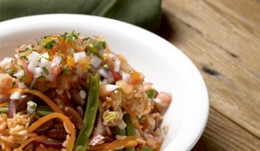 Arroz revuelto con frejoles y verduras