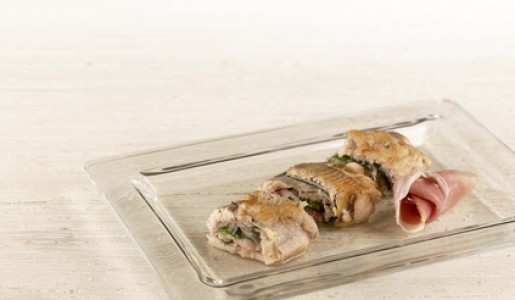 Trucha rellena con berros y jamón serrano