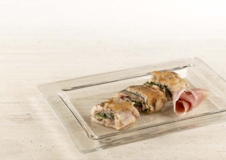 Trucha rellena con berros y jamón serrano