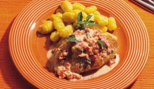 Pollo a la mozzarella con ñoquis