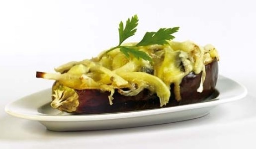 Berenjena con cebolla caramelizada