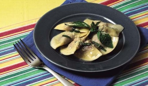 Ravioles de pollo con vinagreta de limón