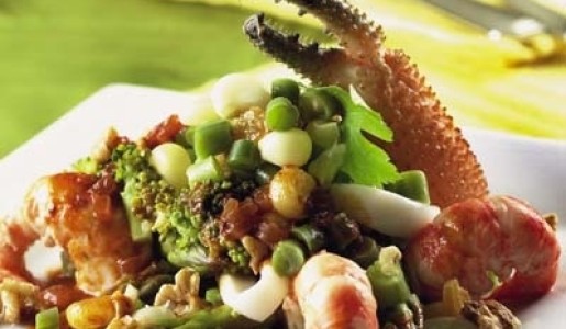 Ensalada tibia de camarones y calamares