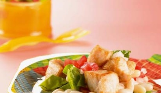 Pescaditos con ensalada de frejol verde