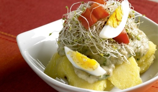 Papas con crema de berenjenas