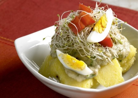 Papas con crema de berenjenas