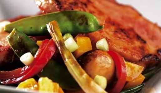 Chuletas con miel de durazno