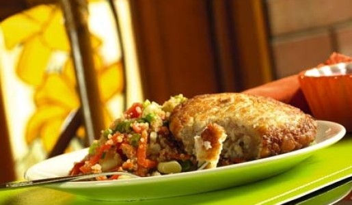 Hamburguesas de pavo con quinotto a la jardinera