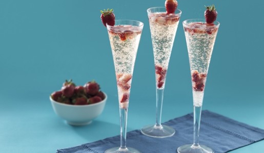 Champán con fresas