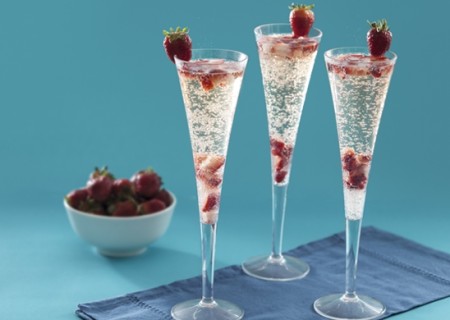 Champán con fresas