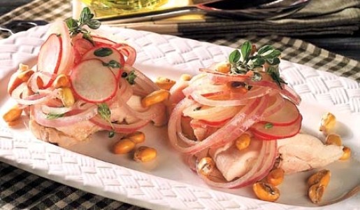 Gallina en fiambre con rabanitos