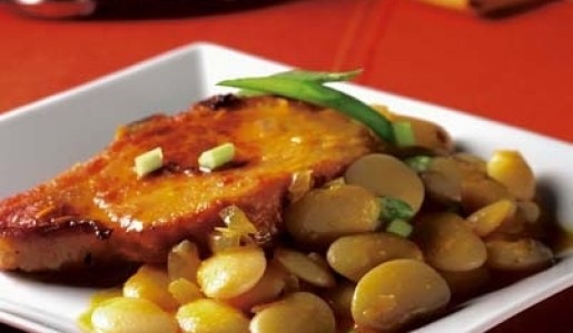 Guiso de pallares con chuleta de cerdo