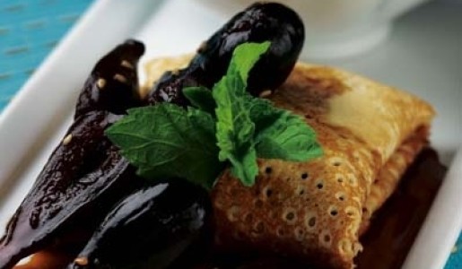 Crepes rellenos de compota de higos