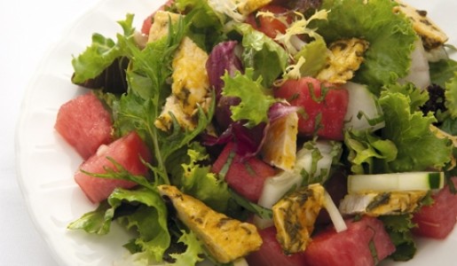 Ensalada de lechugas y sandía