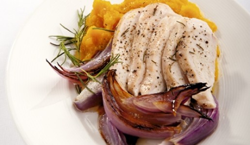 Pollo al horno con puré de zapallo