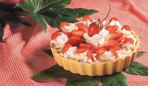 Tarta de queso y fresas