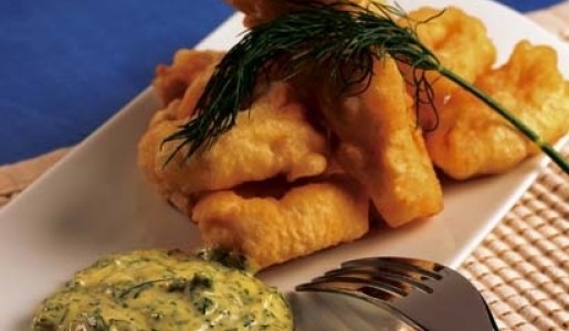 Tempura de calamares con mayonesa de hierbas