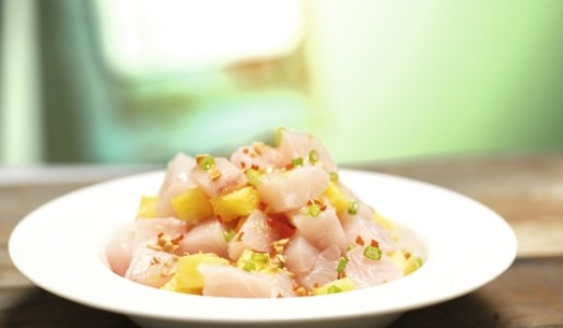 Cebiche de lenguado y piña