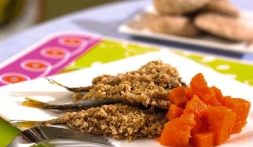 Pejerreyes en costra de avena