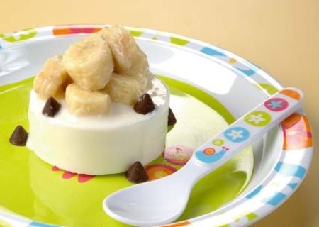 Plátanos tibios y yogur helado