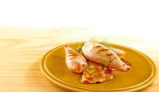 Calamares rellenos con tortitas de papa