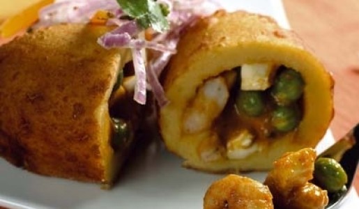 Papa rellena de camarones