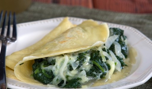 Crepes rellenas de espinaca