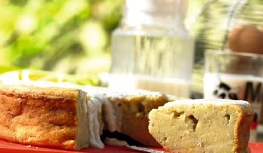 Queque de plátano con crema dulce de queso