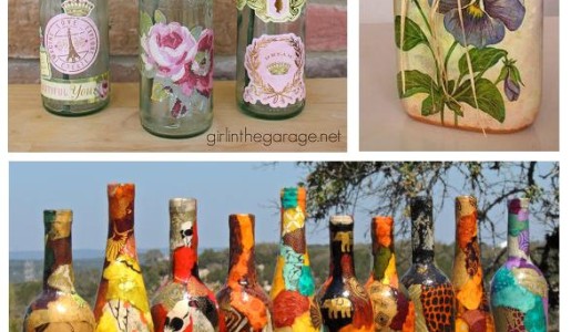 Cómo decorar botellas de vidrio con servilletas