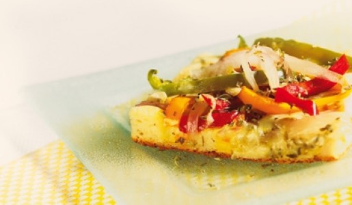 Pizza rápida de cebolla y pimiento