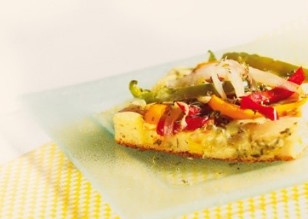 Pizza rápida de cebolla y pimiento