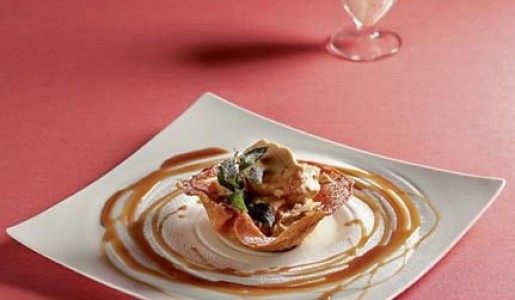 Tulipas con mousse de miel