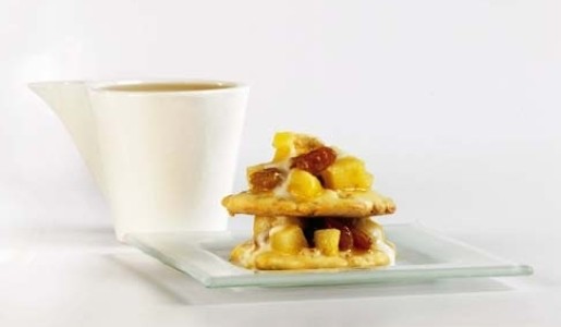 Milhojas de corn flakes con peras