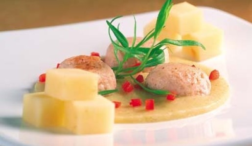 Albóndigas de trucha con crema de papas