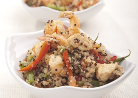 Paella de quinua de colores