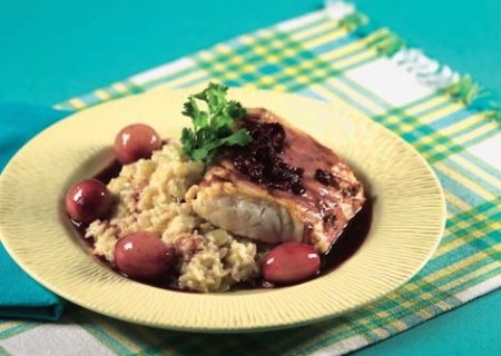 Filete de mero al vino tinto