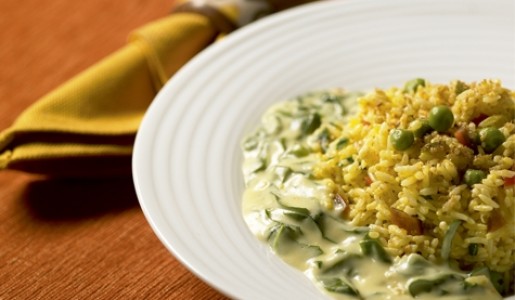 Arroz con espinaca a la crema de maní