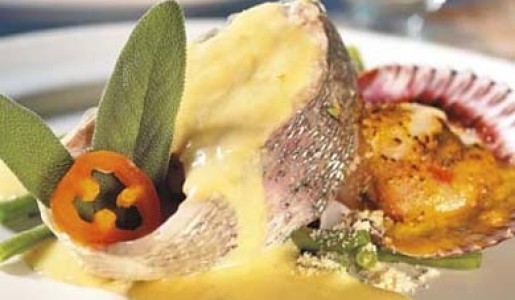 Congrio con crema y conchas