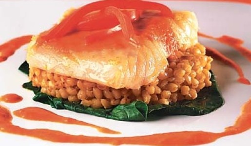 Pescado en salsa de pimiento