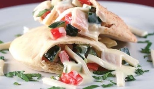 Pan pita con jamón de pavo