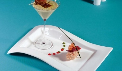 Capuccino de pallares a los cuatro quesos y seco de cordero