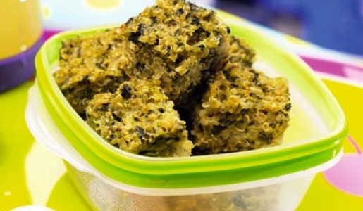 Dados de pastel de espinaca y quinua