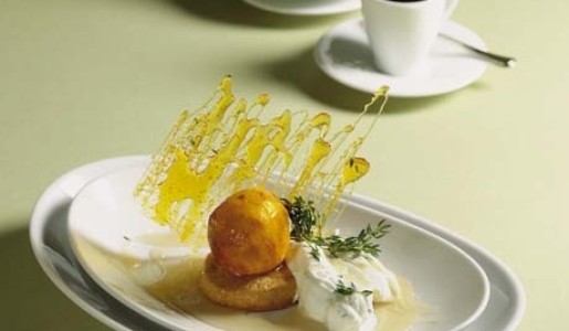 Durazno horneado al tomillo