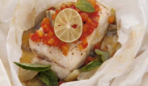 Papillote de pescado con alcachofa