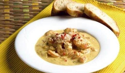 Langostinos en salsa de curry