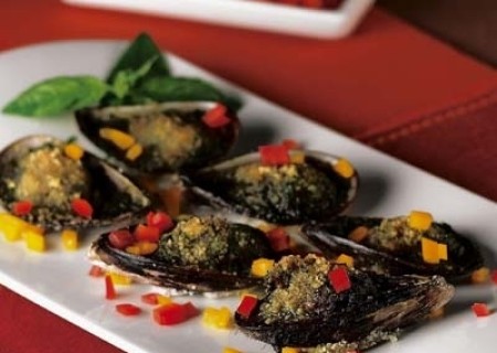 Choros al pesto gratinados