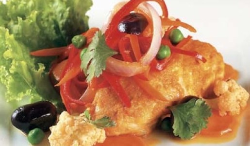 Gallina con verduras al curry